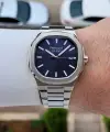 Kadranı Lacivert Kordonu Gümüş Renk 40 Mm Erkek Kol Saati