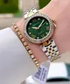 Kadranı Yeşil Kordonu Gold Gümüş Renk Kadın 30 Mm Kadın Kol Saati ve Hediye Bileklik