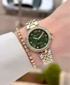 Kadranı Yeşil Kordonu Gold Gümüş Renk Kadın 30 Mm Kadın Kol Saati ve Hediye Bileklik