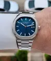 Kadranı Mavi Kordonu Gümüş Renk 40 Mm Erkek Kol Saati