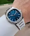 Kadranı Mavi Kordonu Gümüş Renk 40 Mm Erkek Kol Saati