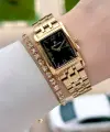 Kadranı Siyah Kordonu Gold Renk 22 mm Kadın Kol Saati