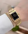 Kadranı Siyah Kordonu Gold Renk 22 mm Kadın Kol Saati