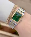 Kadranı Yeşil Kordonu Gold Gümüş Renk 22 mm Kadın Kol Saati