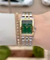 Kadranı Yeşil Kordonu Gold Gümüş Renk 22 mm Kadın Kol Saati