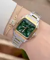 Kadranı Yeşil Kordonu Gold Gümüş Renk 28,5 Mm İç Göstergeleri Aktif Kadın Kol Saati
