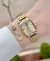 Kadranı Sarı Kordonu Gold Renk 24 mm Hediye Paketli Kadın Kol Saati