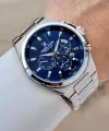 BUSINESS Kadranı Lacivert Kordonu Gümüş Renk 45 Mm Full Çelik 5 ATM Erkek Kol Saati