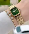 Kadranı Yeşil Kordonu Gold Renk 22 mm Hediye Paketli Kadın Kol Saati