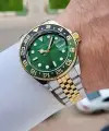 Kadranı Yeşil Kordonu Gold Gümüş Renk 40 Mm Erkek Kol Saati
