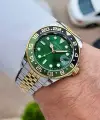 Kadranı Yeşil Kordonu Gold Gümüş Renk 40 Mm Erkek Kol Saati