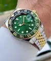 Kadranı Yeşil Kordonu Gold Gümüş Renk 40 Mm Erkek Kol Saati