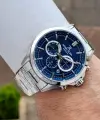 Kadranı Lacivert Kordonu Gümüş Renk 44 Mm Hediye Paketli İç Göstergeleri Aktif Erkek Kol Saati