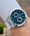 Kadranı Mavi Kordonu Gümüş Renk 44 Mm Hediye Paketli İç Göstergeleri Aktif Erkek Kol Saati