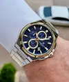 Kadranı Lacivert Kordonu Gold Gümüş Renk 43,5 Mm İç Göstergeleri Aktif Erkek Kol Saati