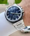 Kadranı Mavi Kordonu Gümüş Renk 44 Mm Hediye Paketli İç Göstergeleri Aktif Erkek Kol Saati
