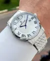 Gümüş Renk Takvim ve Gün Fonksiyonlu Hediye Paketli Erkek Kol Saati