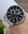 Kadranı Siyah Kordonu Gümüş Renk 44 Mm Hediye Paketli İç Göstergeleri Aktif Erkek Kol Saati