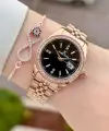 Kadranı Siyah Kordonu Rose Renk 32,5 Mm Hediye Paketli Kadın Kol Saati