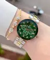 Kadranı Yeşil Kordonu Gold Gümüş Renk Hediye Paketli 32 Mm Kadın Kol Saati