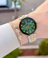 Kadranı Yeşil Kordonu Gold Gümüş Renk Hediye Paketli 32 Mm Kadın Kol Saati