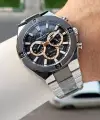 Siyah Gümüş Renk 46,5 Mm Hediye Paketli Erkek Kol Saati