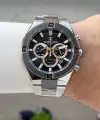 Siyah Gümüş Renk 46,5 Mm Hediye Paketli Erkek Kol Saati