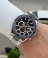 Siyah Gümüş Renk 46,5 Mm Hediye Paketli Erkek Kol Saati