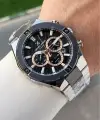 Siyah Gümüş Renk 46,5 Mm Hediye Paketli Erkek Kol Saati