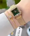 Kadranı Yeşil Kordonu Gold Renk Hediye Paketli 20,5 Mm Kadın Kol Saati