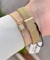 Kadranı Yeşil Kordonu Gold Renk Hediye Paketli 20,5 Mm Kadın Kol Saati