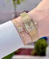Kadranı Sarı Kordonu Gold Renk Hediye Paketli 20,5 Mm Kadın Kol Saati