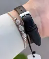 Kasası Gümüş Kordonu Siyah Renk 28 Mm Hediye Paketli Kadın Kol Saati
