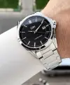 Kadranı Siyah Kordonu Gümüş Renk 42,5 Mm Hediye Paketli Erkek Kol Saati