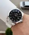 Kadranı Siyah Kordonu Gümüş Renk 42,5 Mm Hediye Paketli Erkek Kol Saati