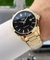 Kadranı Siyah Kordonu Gold Renk 42,5 Mm Hediye Paketli Erkek Kol Saati