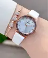 Kasası Rose Kordonu Beyaz Renk 28 Mm Hediye Paketli Kadın Kol Saati