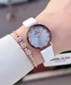 Kasası Rose Kordonu Beyaz Renk 28 Mm Hediye Paketli Kadın Kol Saati