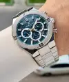 Kadranı Mavi Kordonu Gümüş Renk 46,5 Mm Hediye Paketli Erkek Kol Saati