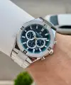 Kadranı Mavi Kordonu Gümüş Renk 46,5 Mm Hediye Paketli Erkek Kol Saati