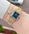 Kadranı Mavi Kordonu Gold Renk Hediye Paketli 20,5 Mm Kadın Kol Saati