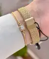 Kadranı Mavi Kordonu Gold Renk Hediye Paketli 20,5 Mm Kadın Kol Saati