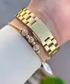 Kadranı Sarı Kordonu Gold Renk Hediye Paketli 32 Mm Kadın Kol Saati