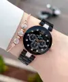 Kasası Rose Kordonu Siyah Renk Hediye Paketli 32 Mm Kadın kol Saati