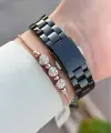 Kasası Rose Kordonu Siyah Renk Hediye Paketli 32 Mm Kadın kol Saati