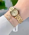 Kadranı Sarı Kordonu Gold Renk Hediye Paketli 22,5 Mm Kadın Kol Saati