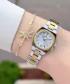Gold Gümüş Renk Hediye Paketli 22,5 Mm Kadın Kol Saati