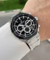 Kadranı Siyah Kordonu Gümüş Renk 43 Mm Hediye Paketli Erkek Kol Saati