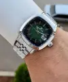 Kadranı Yeşil Kordonu Gümüş Renk 39 Mm Hediye Paketli Erkek Kol Saati
