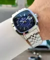 Kadranı Lacivert Kordonu Gümüş Renk 39 Mm Hediye Paketli Erkek Kol Saati